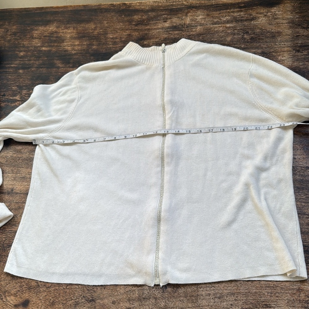 Vintage Kathi lee collection ivory rhinestone zipper sweater extra large 16/18 - Picture 6 of 9